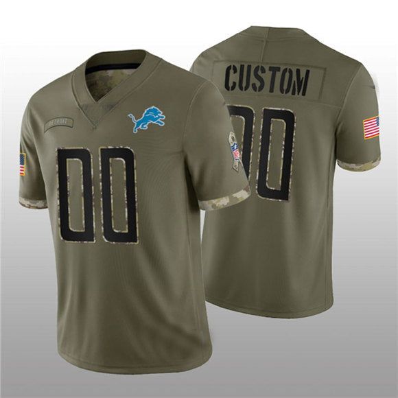 Custom1 Detroit Lions ACTIVE PLAYER 2022 Olive Salute To Service Limited Stitched Jersey1 American Football Jerseys football jersey product view 1