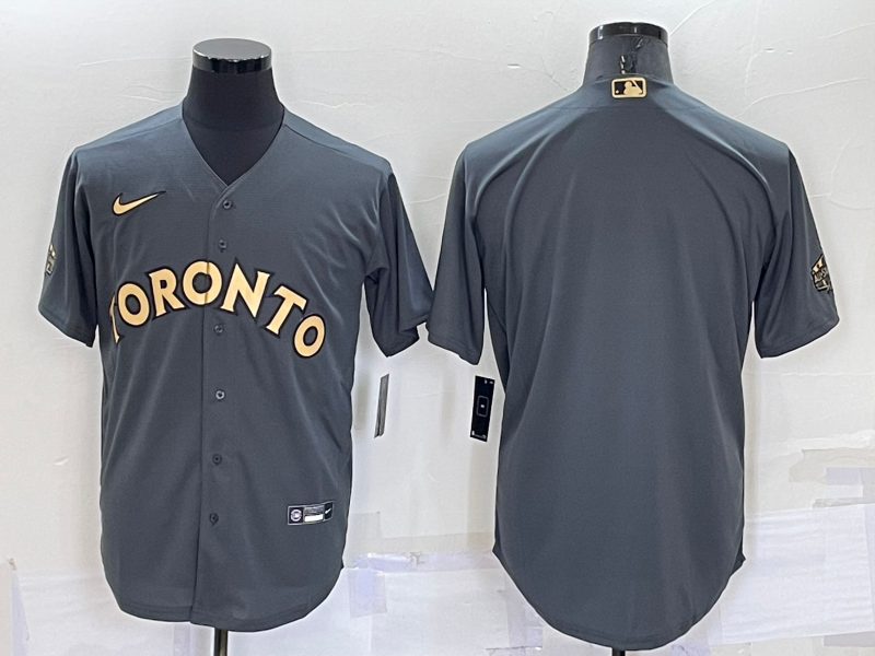Men's Toronto Blue Jays Dark Grey Blank Replica Player Jersey baseball jersey product view 1