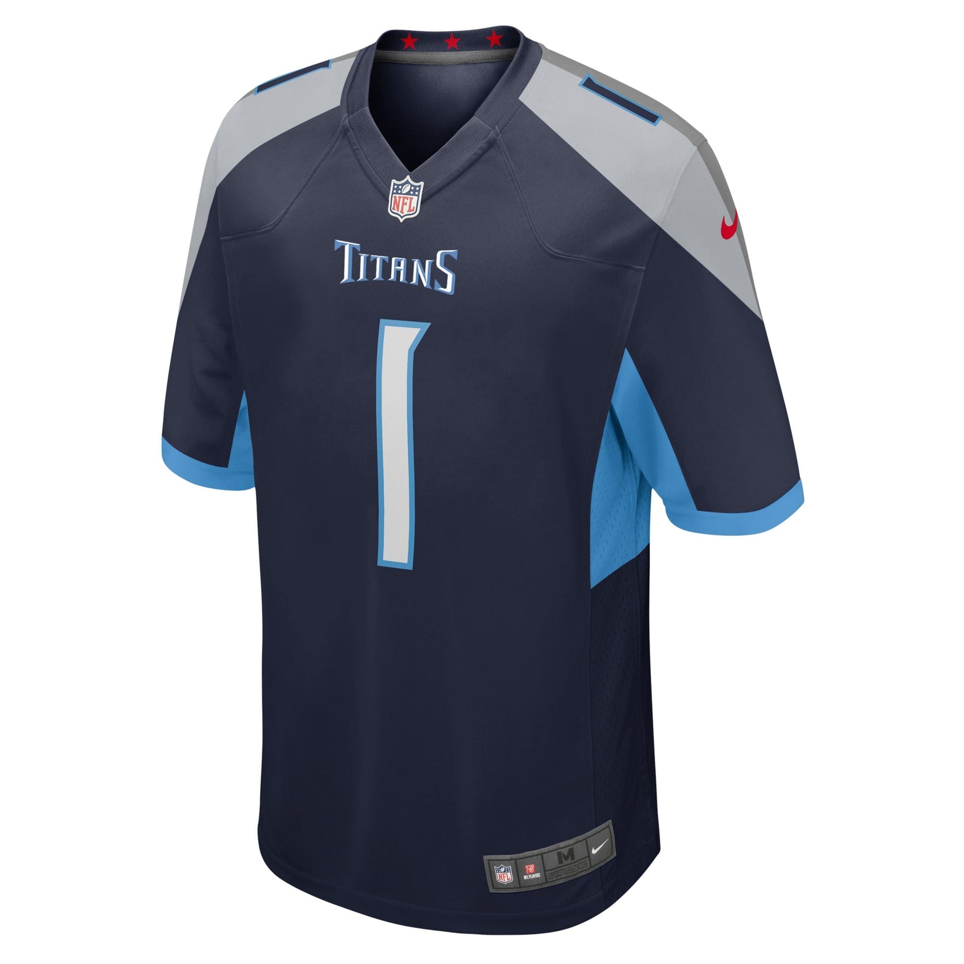 Number 1 Groom Tennessee Titans Game Jersey - Navy football jersey product view 2