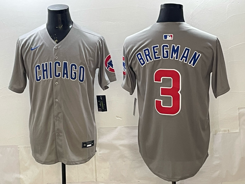 Men's Chicago Cubs Alex Bregman #3 Gray Limited Player Jersey baseball jersey product view 1