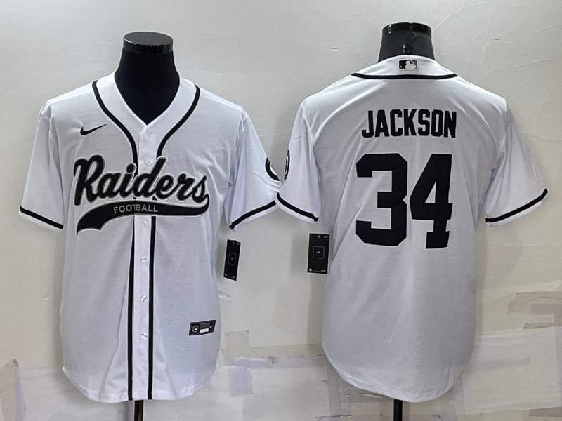 Men's Las Vegas Raiders Bo Jackson #34 White Game Jersey1 Joint Edition football jersey product view 1