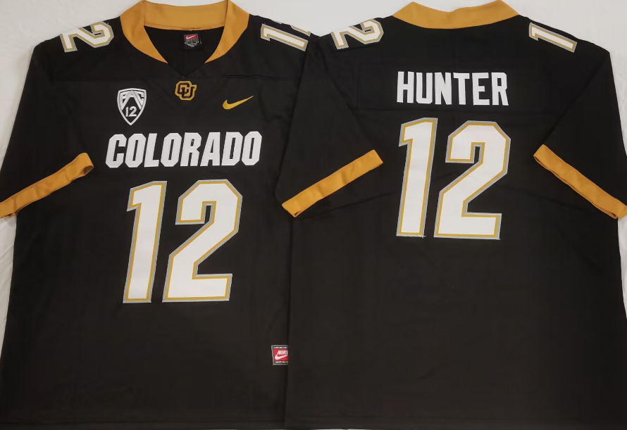 Men's Colorado Buffaloes Travis Hunter #12 Black Player Game Jersey sports jersey product view 1