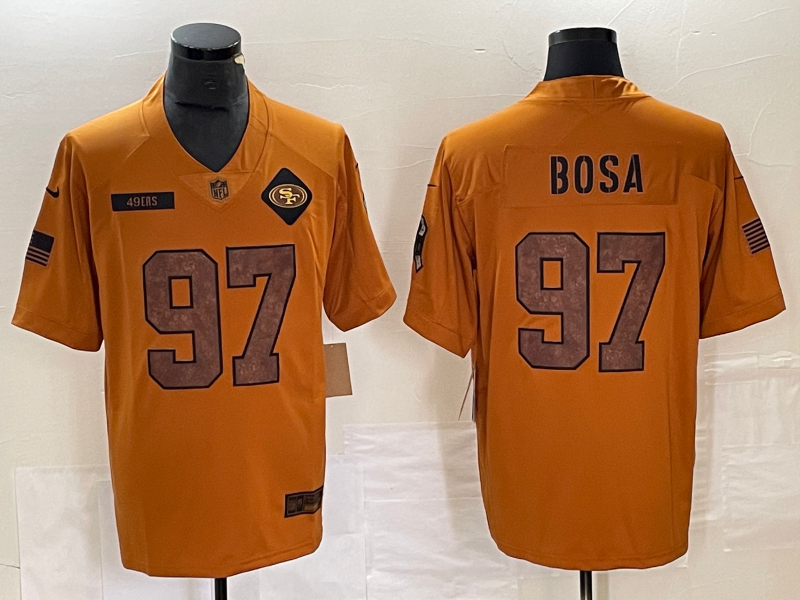 Men's San Francisco 49ers Nick Bosa Brown 2023 Salute To Service Retired Player Limited Jersey football jersey product view 1