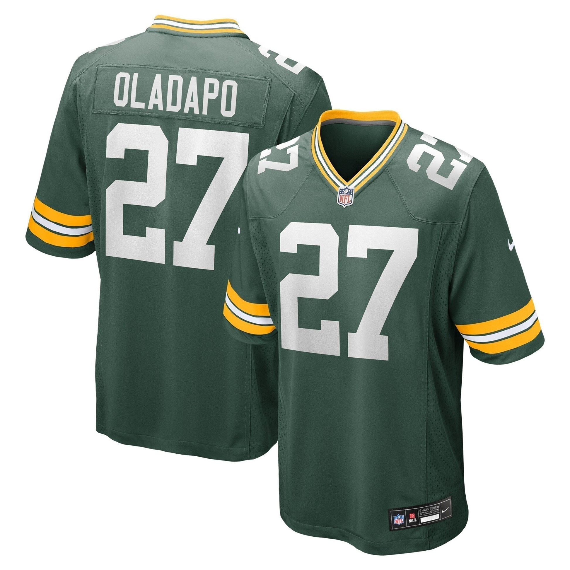 Kitan Oladapo Green Bay Packers Game Jersey - Green football jersey product view 1