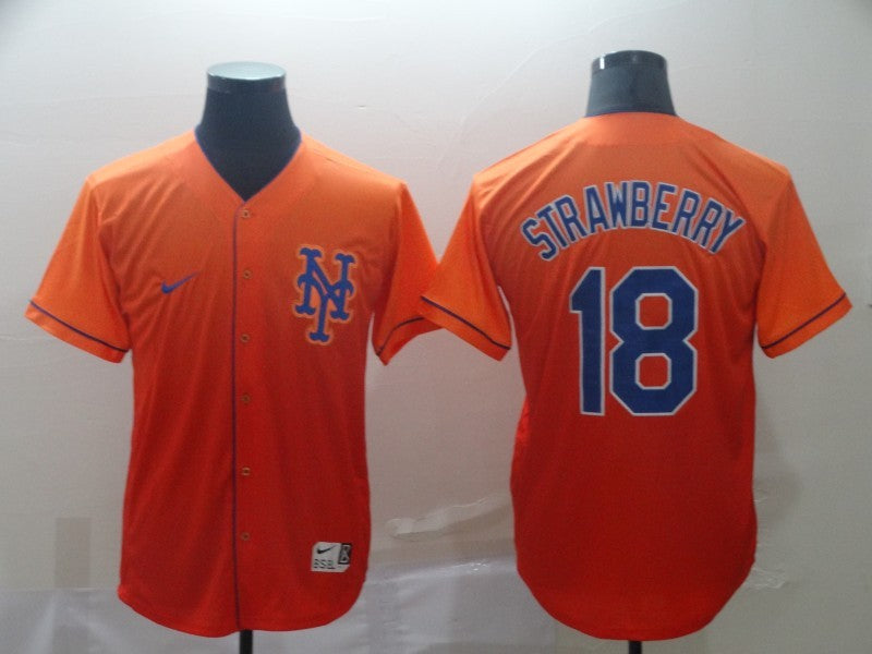 Men's New York Mets Darryl Strawberry Orange Replica Baseball Jersey baseball jersey product view 1