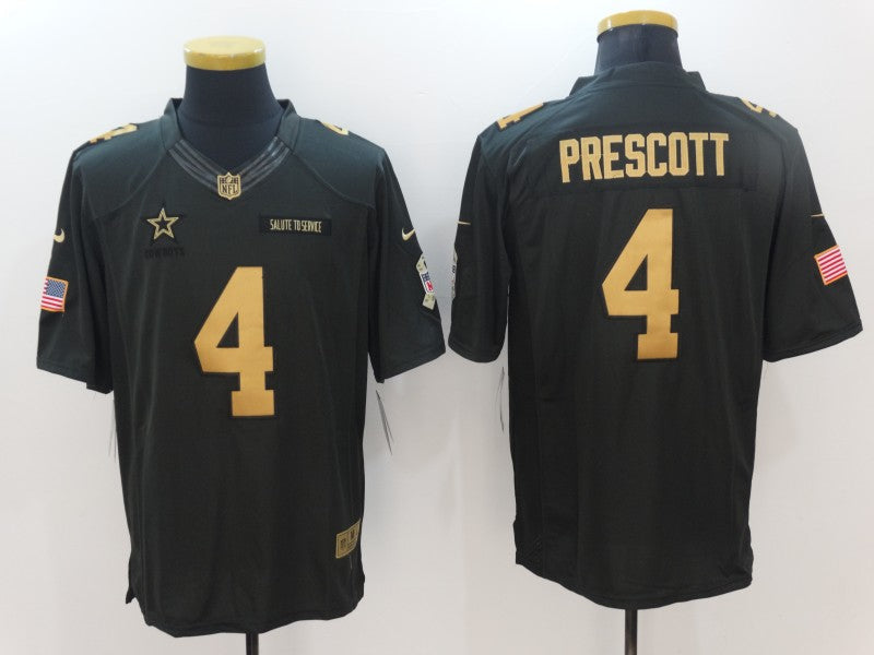 Men's Dallas Cowboys Dak Prescott #4 Black Authentic Game Jersey1 football jersey product view 1