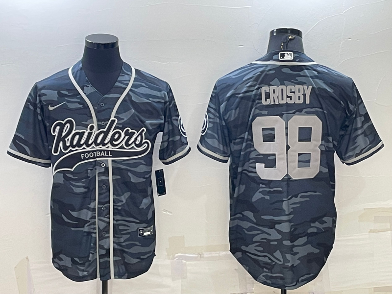 Men's Las Vegas Raiders Maxx Crosby #98 Grey Camouflage Game Jersey1 Joint Edition football jersey product view 1