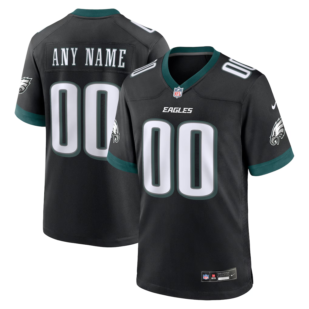 Men's Philadelphia Eagles Black Alternate Custom Game Jersey football jersey product view 1