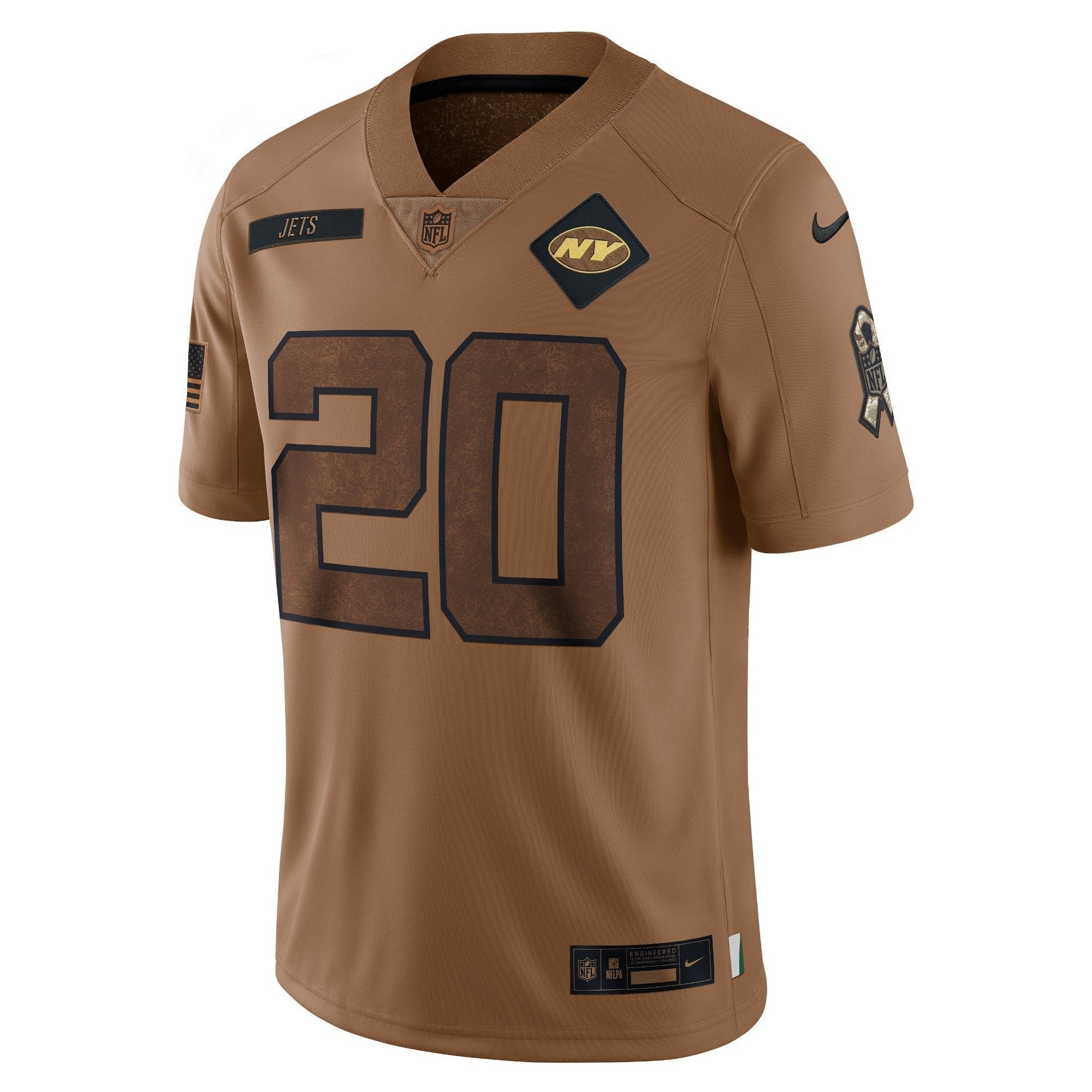 Breece Hall New York Jets Salute To Service Limited Jersey - Brown football jersey product view 2