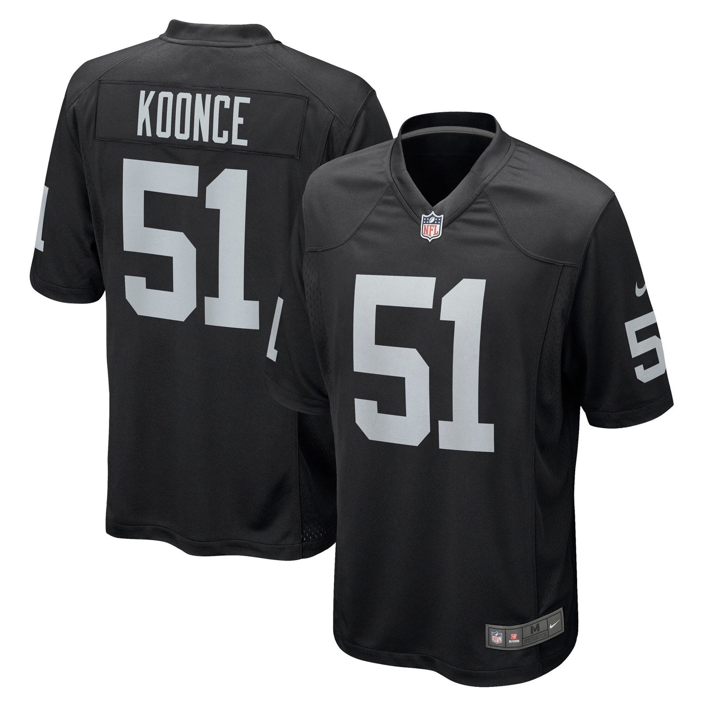 Malcolm Koonce Las Vegas Raiders Game Jersey - Black football jersey product view 1