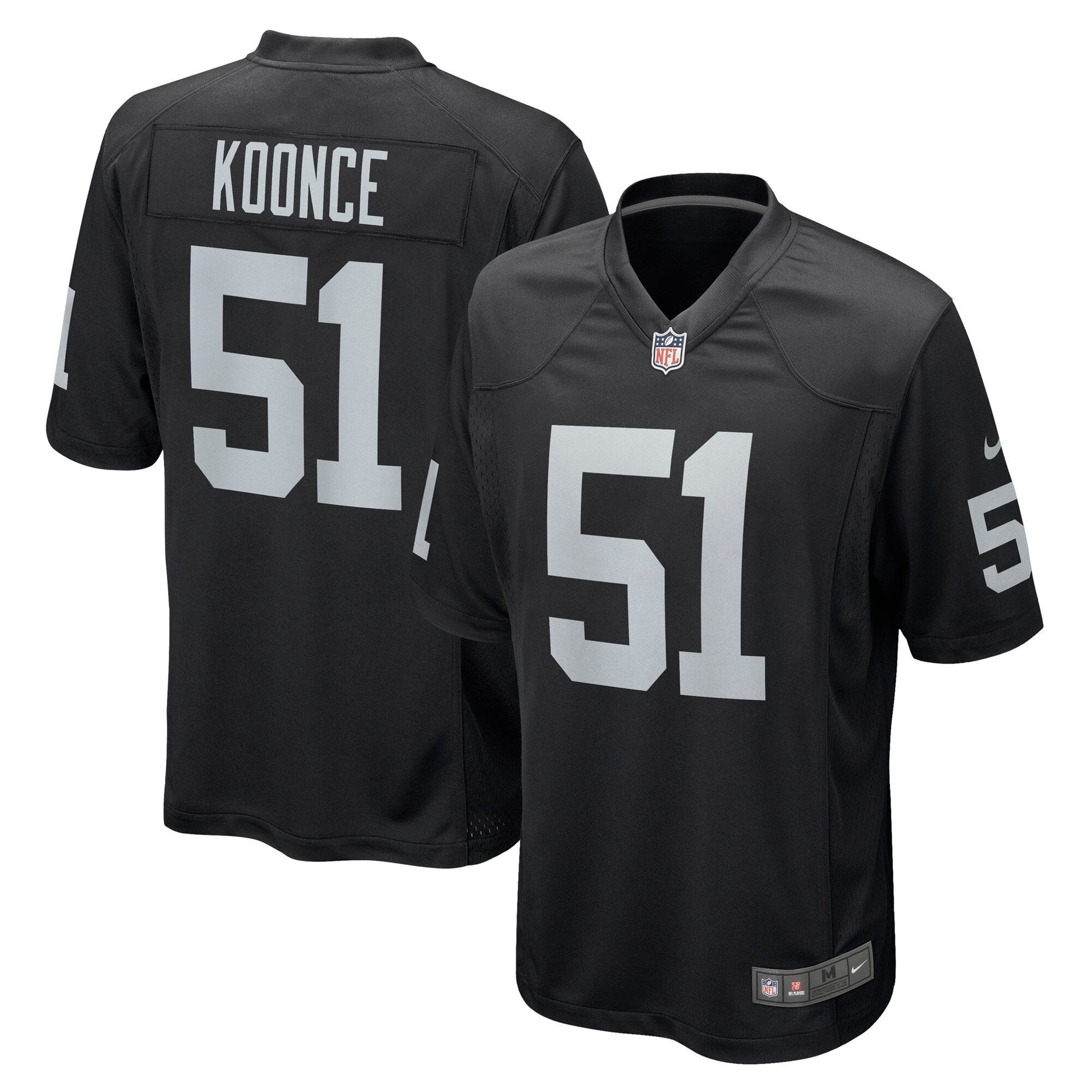 Malcolm Koonce Las Vegas Raiders Game Jersey - Black football jersey product view 1