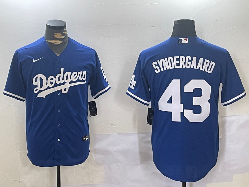 Men's Los Angeles Dodgers Noah Syndergaard Blue Replica Baseball Jersey baseball jersey product view 1