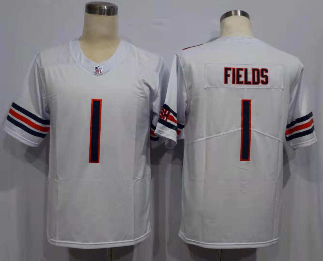 Men's Chicago Bears Justin Fields White Player Game Jersey football jersey product view 1