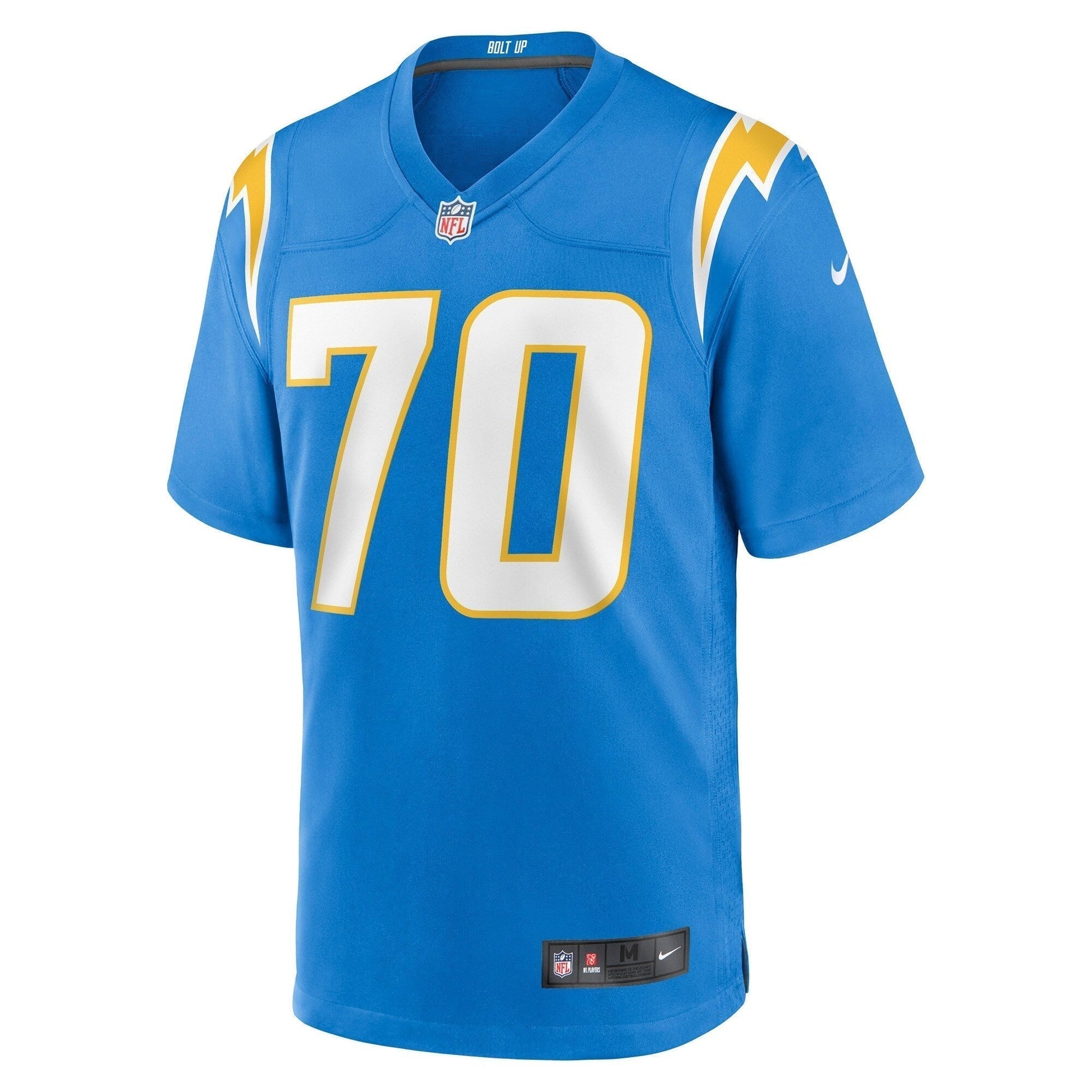 Rashawn Slater Los Angeles Chargers 2021 NFL Draft First Round Pick Game Jersey - Powder Blue football jersey product view 2