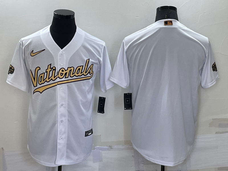 Men's Washington Nationals White Alternate Authentic Blank Jersey baseball jersey product view 1