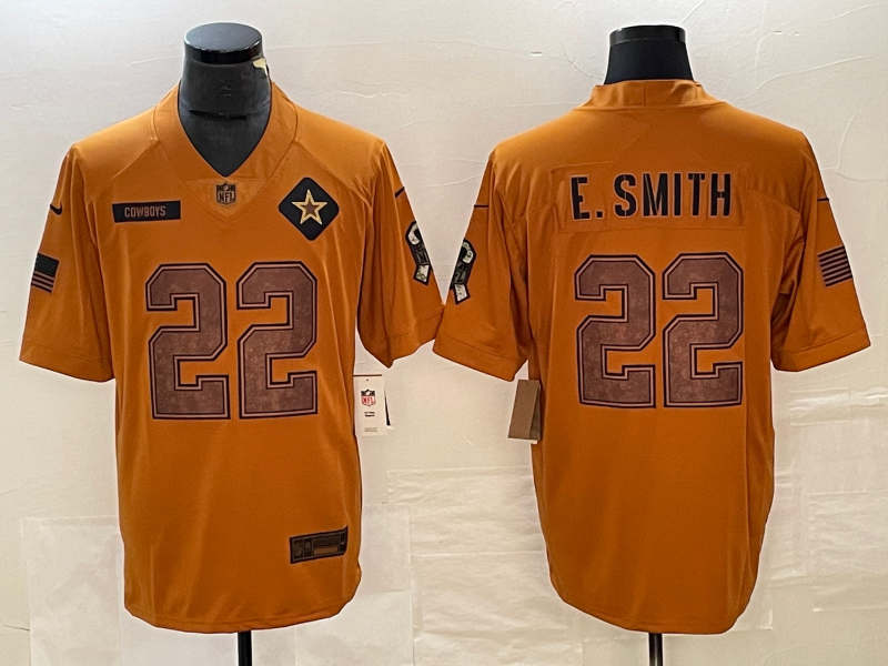 Men's Dallas Cowboys Emmitt Smith Brown 2023 Salute To Service Retired Player Limited Jersey football jersey product view 1
