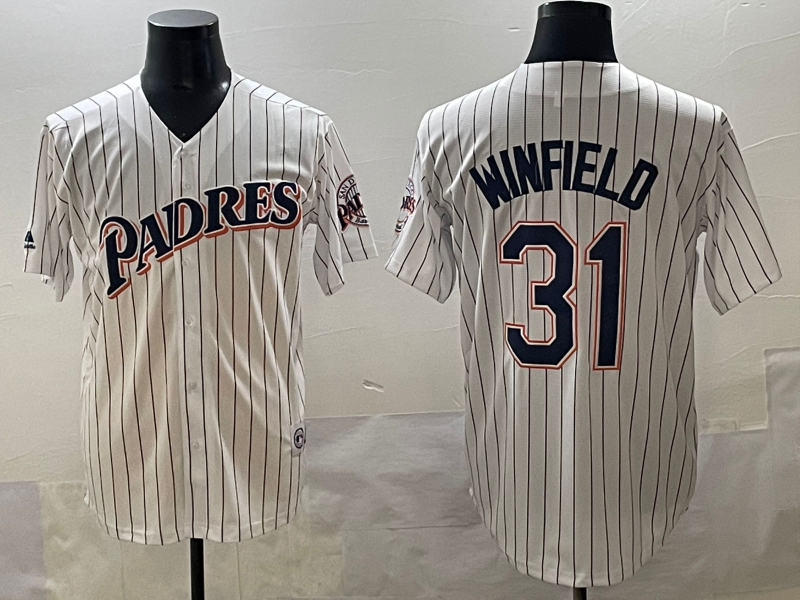 Men's San Diego Padres Dave Winfield #31 White Replica Player Jersey baseball jersey product view 1