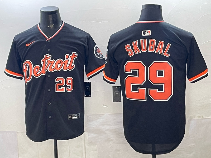 Men's Detroit Tigers Tarik Skubal #29 Black Game Player Jersey baseball jersey product view 1