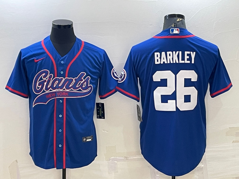 Men's New York Giants Saquon Barkley Blue Game Jersey Joint Edition football jersey product view 1