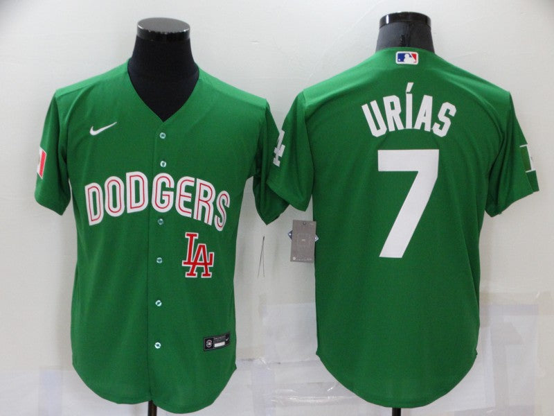 Men's Los Angeles Dodgers Julio Urias Green Replica Baseball Jersey baseball jersey product view 1