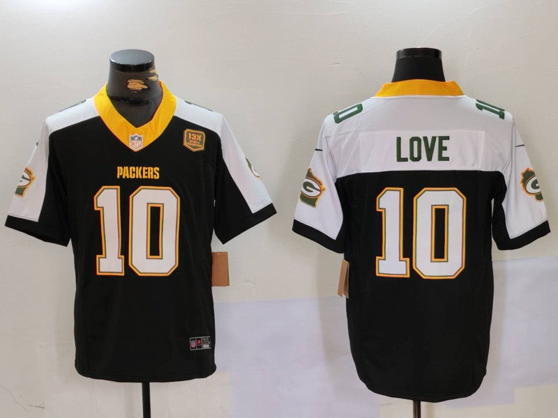 Men's Green Bay Packers Jordan Love Black Game Jersey basketball jersey product view 1