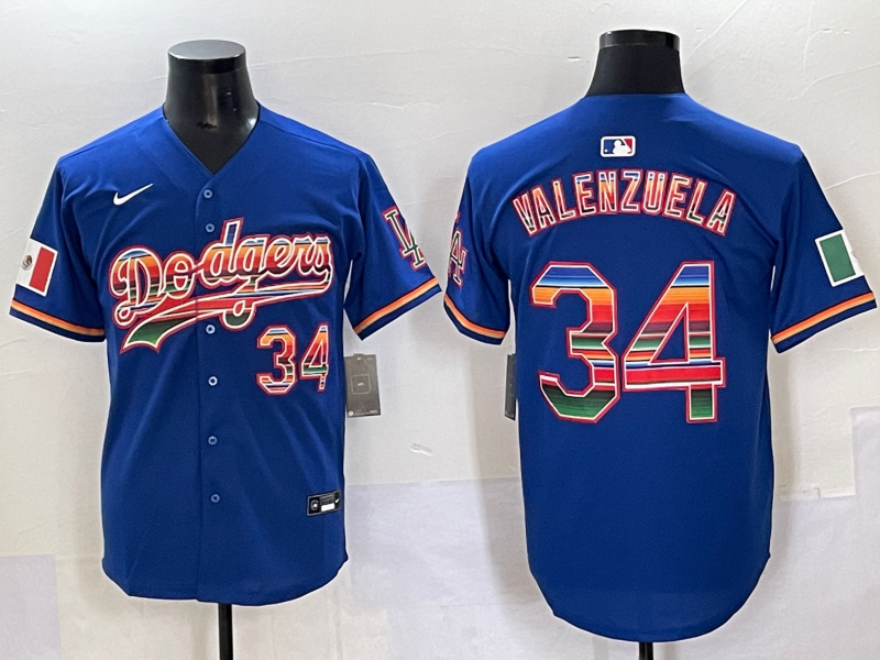 Men's Los Angeles Dodgers Fernando Valenzuela Royal Player Jersey baseball jersey product view 1