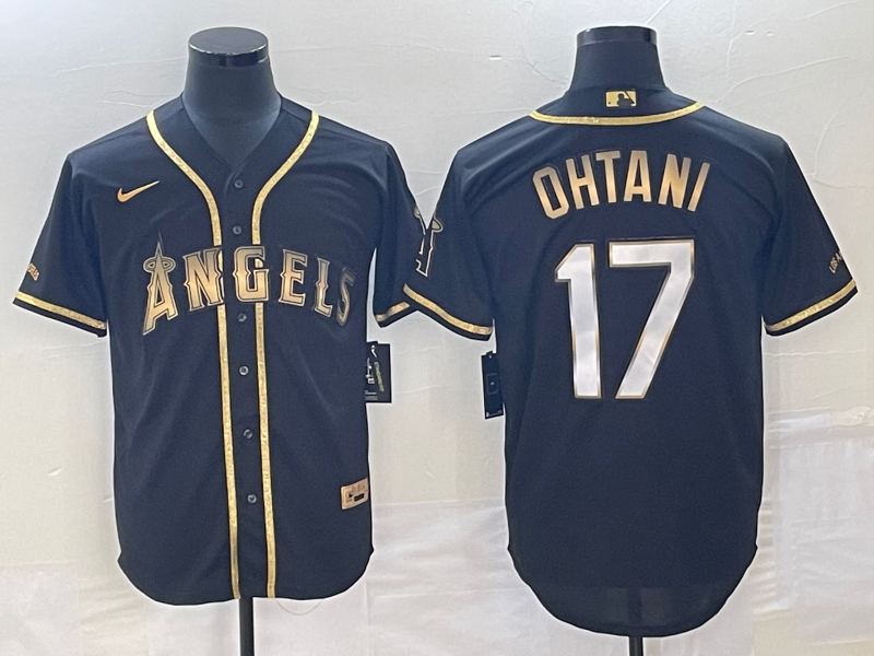 Men's Los Angeles Angels Shohei Ohtani #17 Black Sewn Player Jersey baseball jersey product view 1