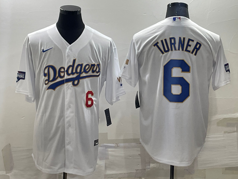 Men's Los Angeles Dodgers Trea Turner #6 White Replica Player Jersey1 baseball jersey product view 1