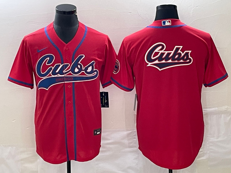 Men's Chicago Cubs1 Red Replica Player Jersey baseball jersey product view 1