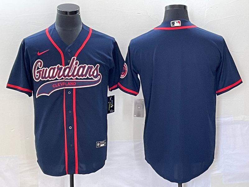 Men's Cleveland Guardians Navy Alternate Official Replica Blank Jersey baseball jersey product view 1