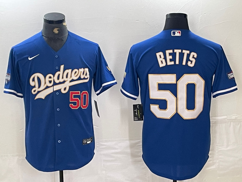 Men's Los Angeles Dodgers Mookie Betts Blue Game Jersey baseball jersey product view 1