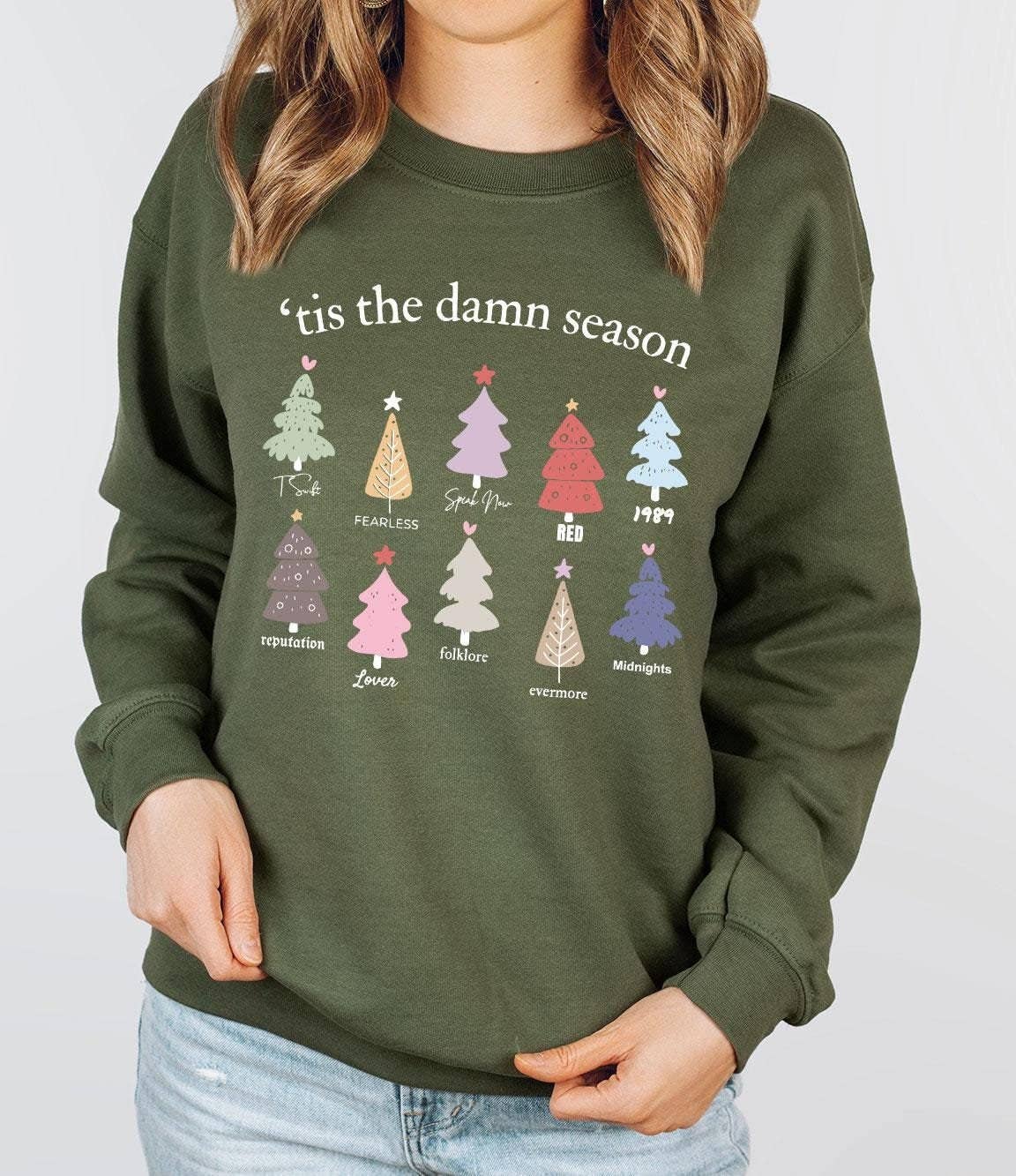 Merry Swiftmas Sweatshirt, Tis the Damn Season Hoodie Gift Unisex T-shirt, Sweatshirt, Hoodie, Long Sleeve Tee - T-Shirt, Sweatshirt, Hoodie
