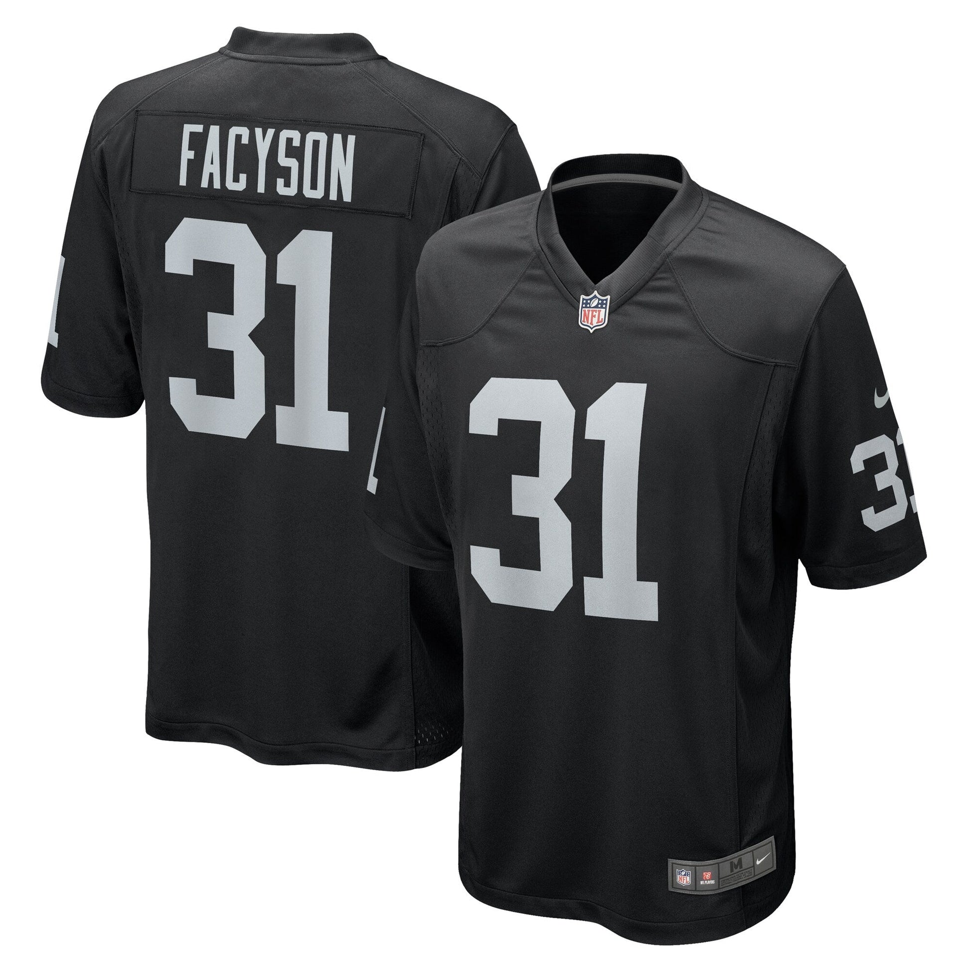 Brandon Facyson Las Vegas Raiders Team Game Jersey - Black football jersey product view 1