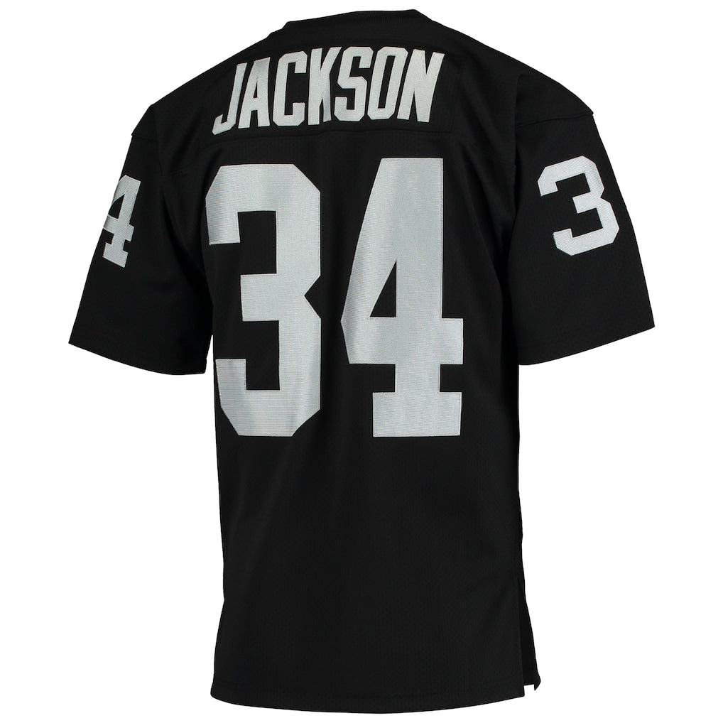 LV.Raiders #34 Bo Jackson Black/Silver Big & Tall Split Legacy Retired Player Replica Jersey football jersey product view 1