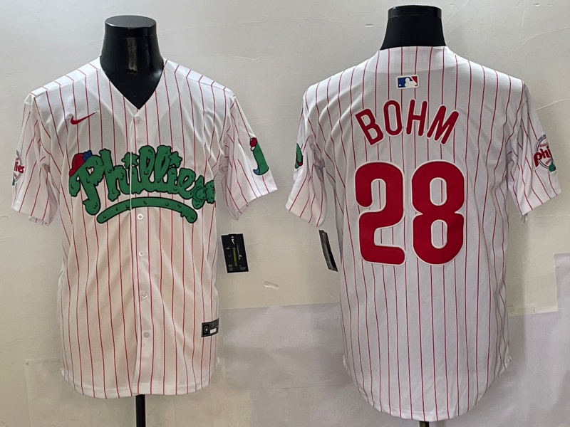 Men's Philadelphia Phillies Alec Bohm White Player Jersey baseball jersey product view 1
