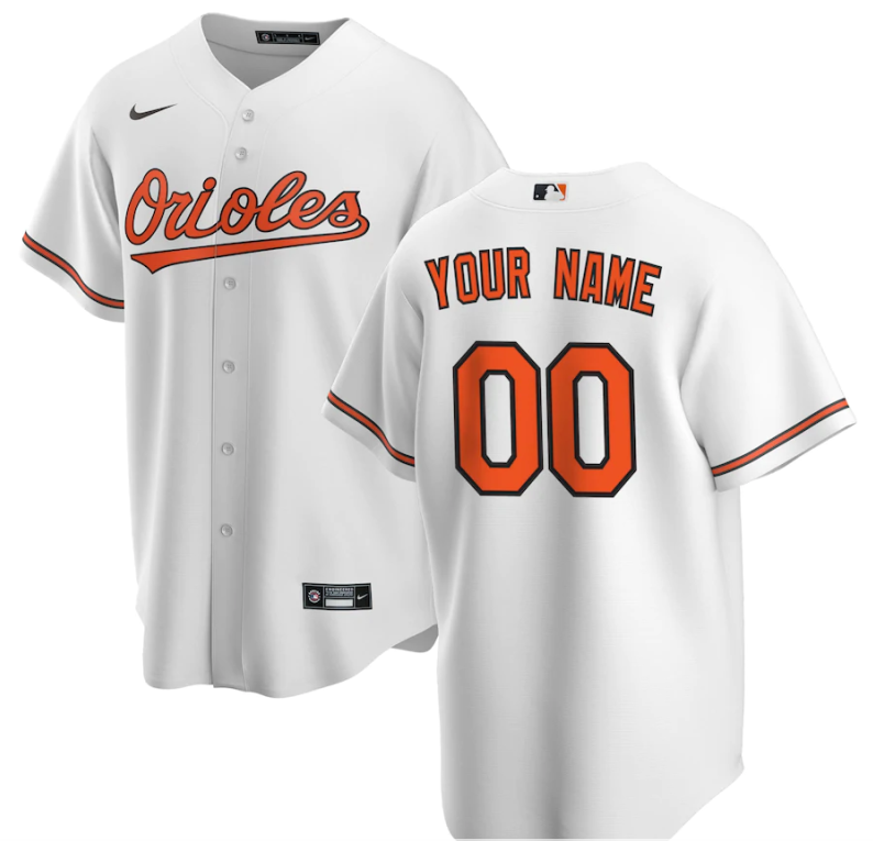 Men's Baltimore Orioles White Replica Custom Jersey baseball jersey product view 1