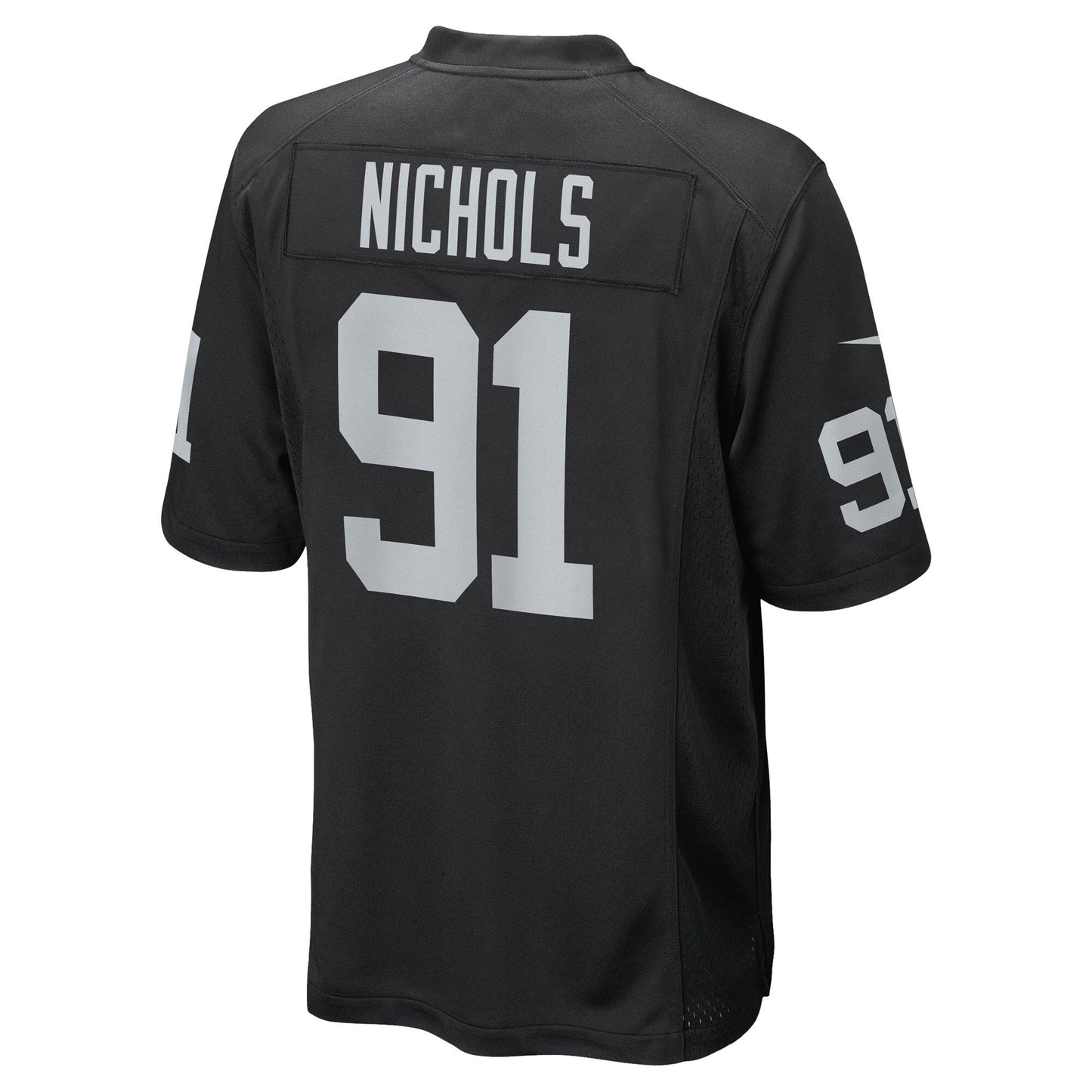 Bilal Nichols Las Vegas Raiders Game Jersey - Black football jersey product view 3