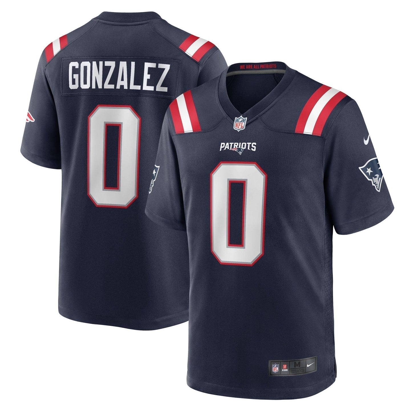 Christian Gonzalez New England Patriots Team Game Jersey - Navy football jersey product view 1