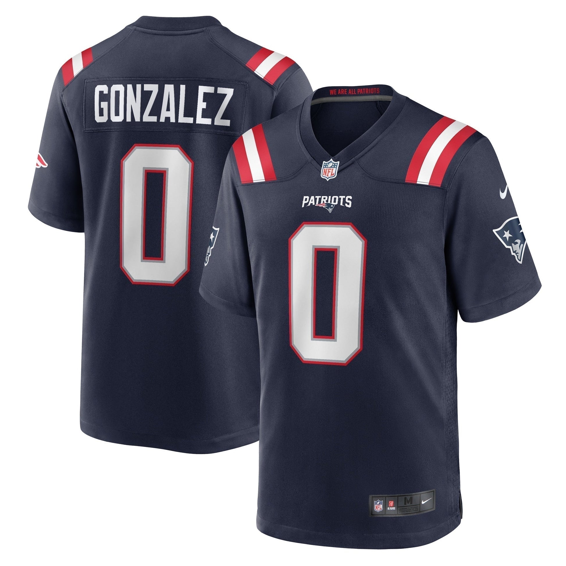 Christian Gonzalez New England Patriots Team Game Jersey - Navy football jersey product view 1