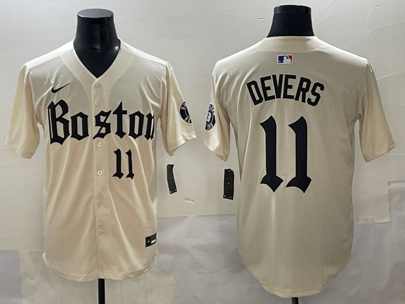 Men's Boston Red Sox Rafael Devers #11 Cream Replica Player Jersey baseball jersey product view 1