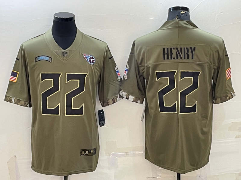 Men's Tennessee Titans Derrick Henry Olive 2022 Salute To Service Player Limited Jersey football jersey product view 1