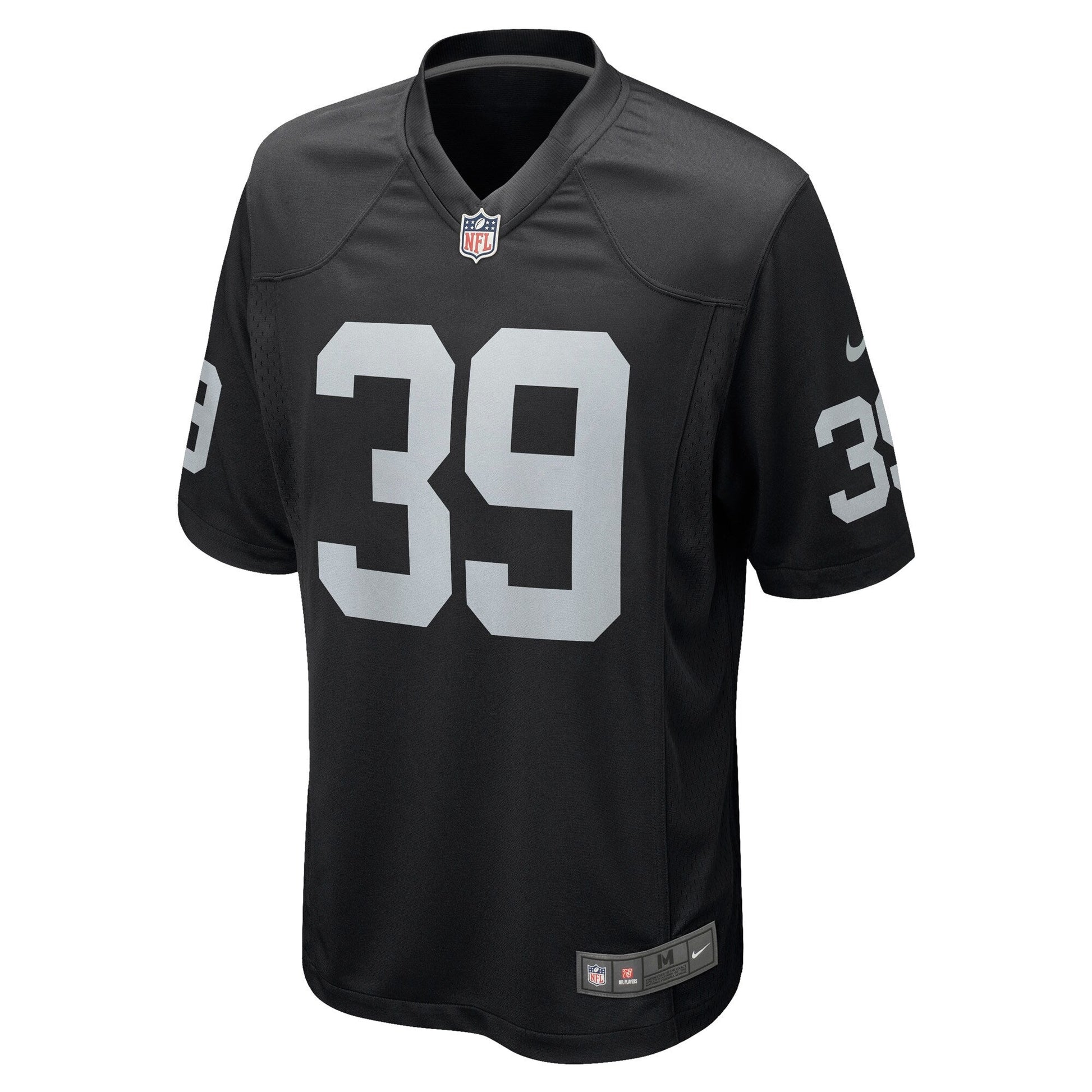 Nate Hobbs Las Vegas Raiders Game Jersey - Black football jersey product view 2