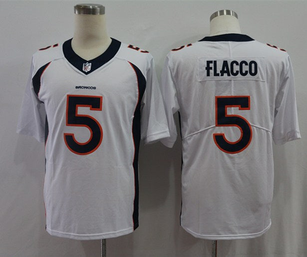 Men's Denver Broncos Joe Flacco #5 White Game Jersey1 football jersey product view 1