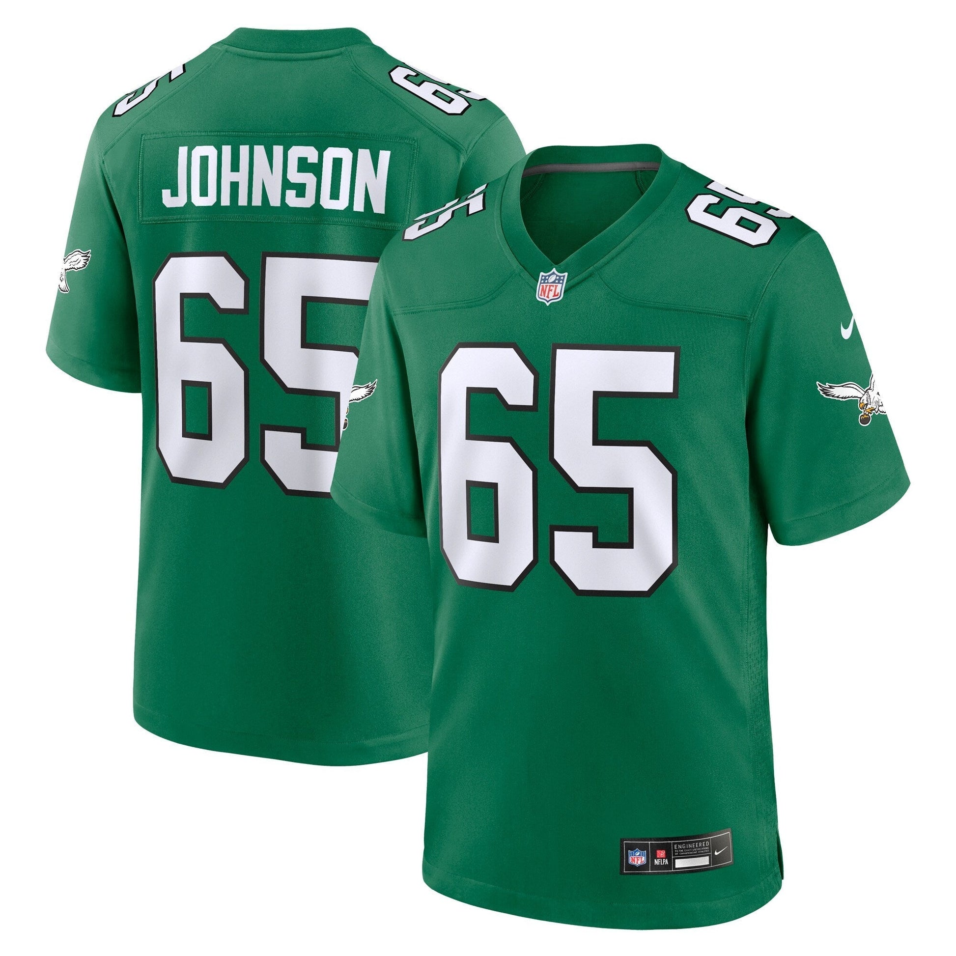 Lane Johnson Philadelphia Eagles Alternate Game Jersey - Kelly Green football jersey product view 1