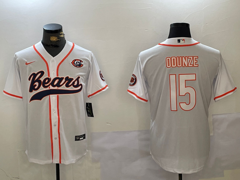 Men's Chicago Bears Rome Odunze #15 White Player Game Jersey1 football jersey product view 1