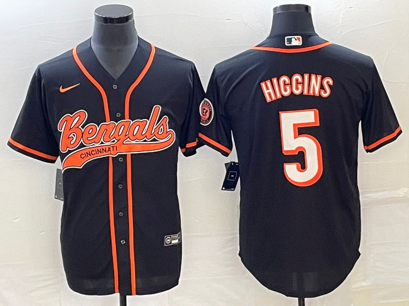 Men's Cincinnati Bengals Tee Higgins Black Fashion Game Jersey football jersey product view 1