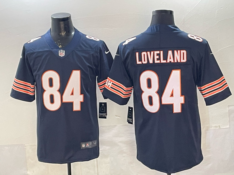 Men's Chicago Bears Colston Loveland #84 Navy 2025 NFL Draft First Round Pick Game Jersey football jersey product view 1