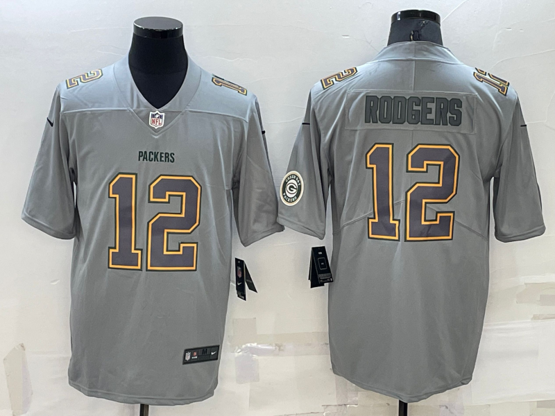 Men's Green Bay Packers Aaron Rodgers #12 Gray Atmosphere Fashion Game Jersey1 football jersey product view 1