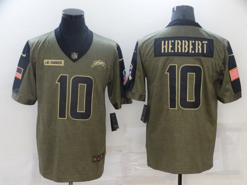 Men's Los Angeles Chargers Justin Herbert Brown Game Jersey football jersey product view 1