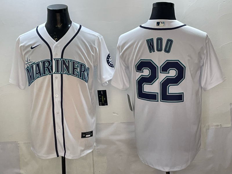 Men's Seattle Mariners Bryan Woo #22 White Home Replica Jersey baseball jersey product view 1